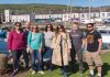 International travel journalists at the harbour in Carnlough – aka Braavos in Game of Thrones.