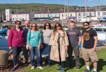 International travel journalists at the harbour in Carnlough – aka Braavos in Game of Thrones.