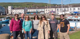 International travel journalists at the harbour in Carnlough – aka Braavos in Game of Thrones.