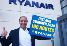 The new routes bring Ryanair's total routes from Ireland to 160.