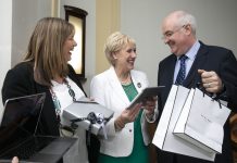 Pictured, L-R: Mary Cloak, Enterprise Ireland and Minister Heather Humphreys TD with Mark Appleby from Appleby Jewellers who were one of 29 successful applicants to the Online Retail Scheme.