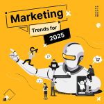 Marketing Trends in Ireland for 2025. A graphic with image of robot on it