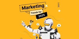 Marketing Trends in Ireland for 2025. A graphic with image of robot on it