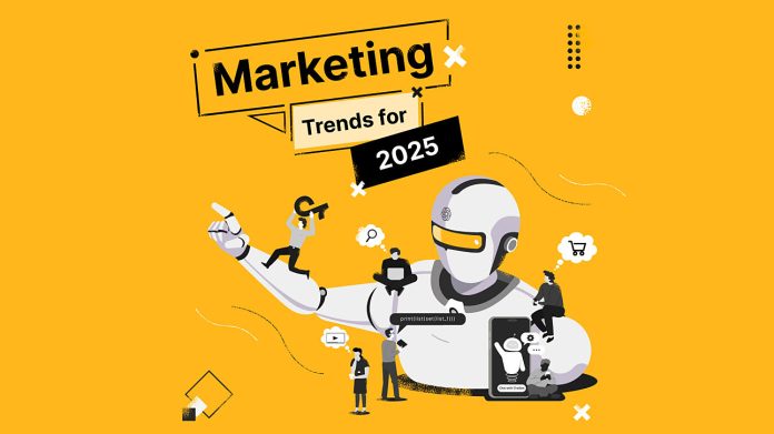 Marketing Trends in Ireland for 2025. A graphic with image of robot on it